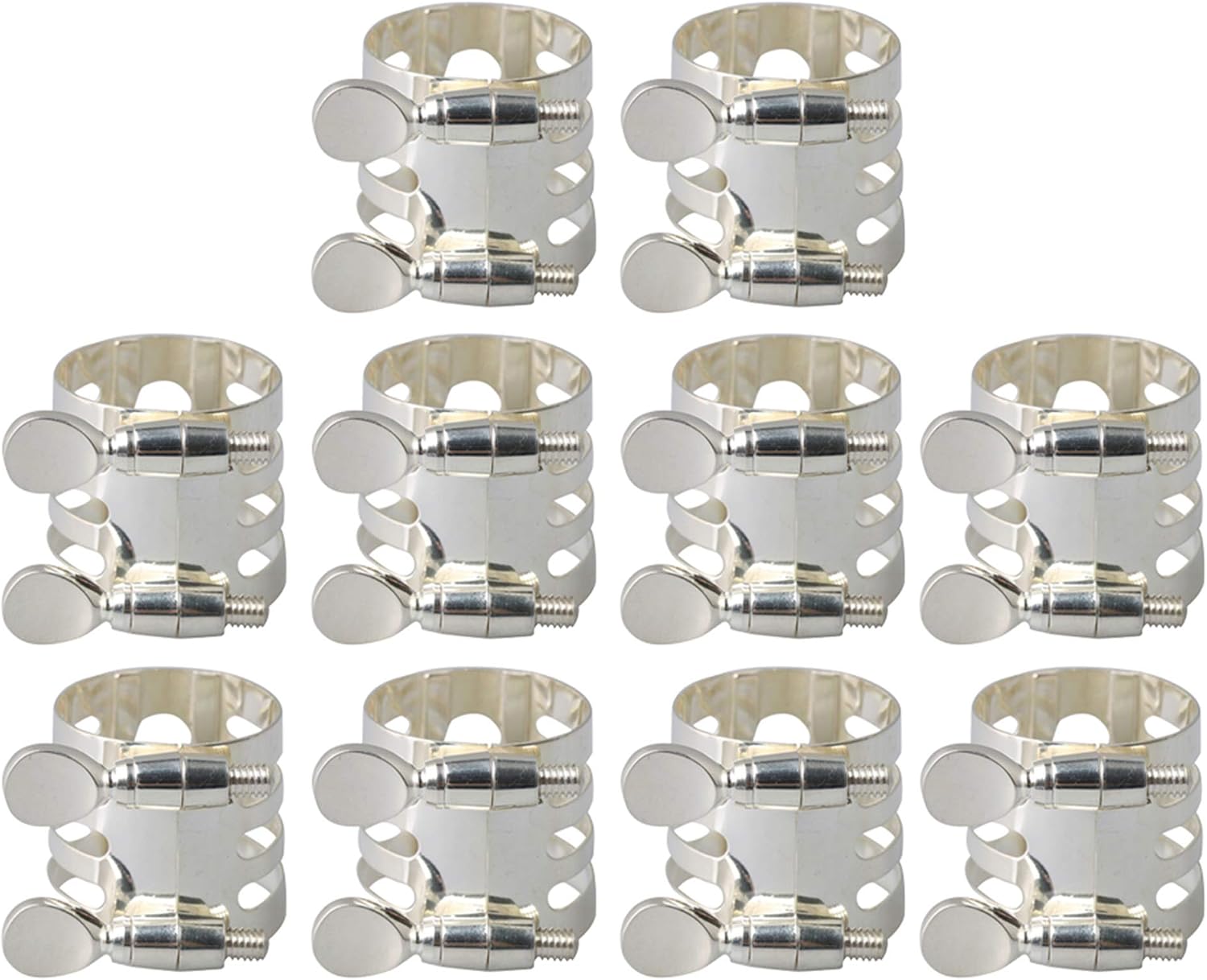 Etfbuy Nickel-plated Silver Clarinet Mouthpiece Ligature Compatible with B Flat Clarinet Set of 10