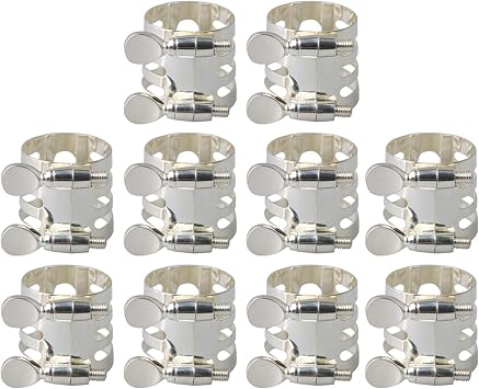 Etfbuy Nickel-plated Silver Clarinet Mouthpiece Ligature Compatible with B Flat Clarinet Set of 10