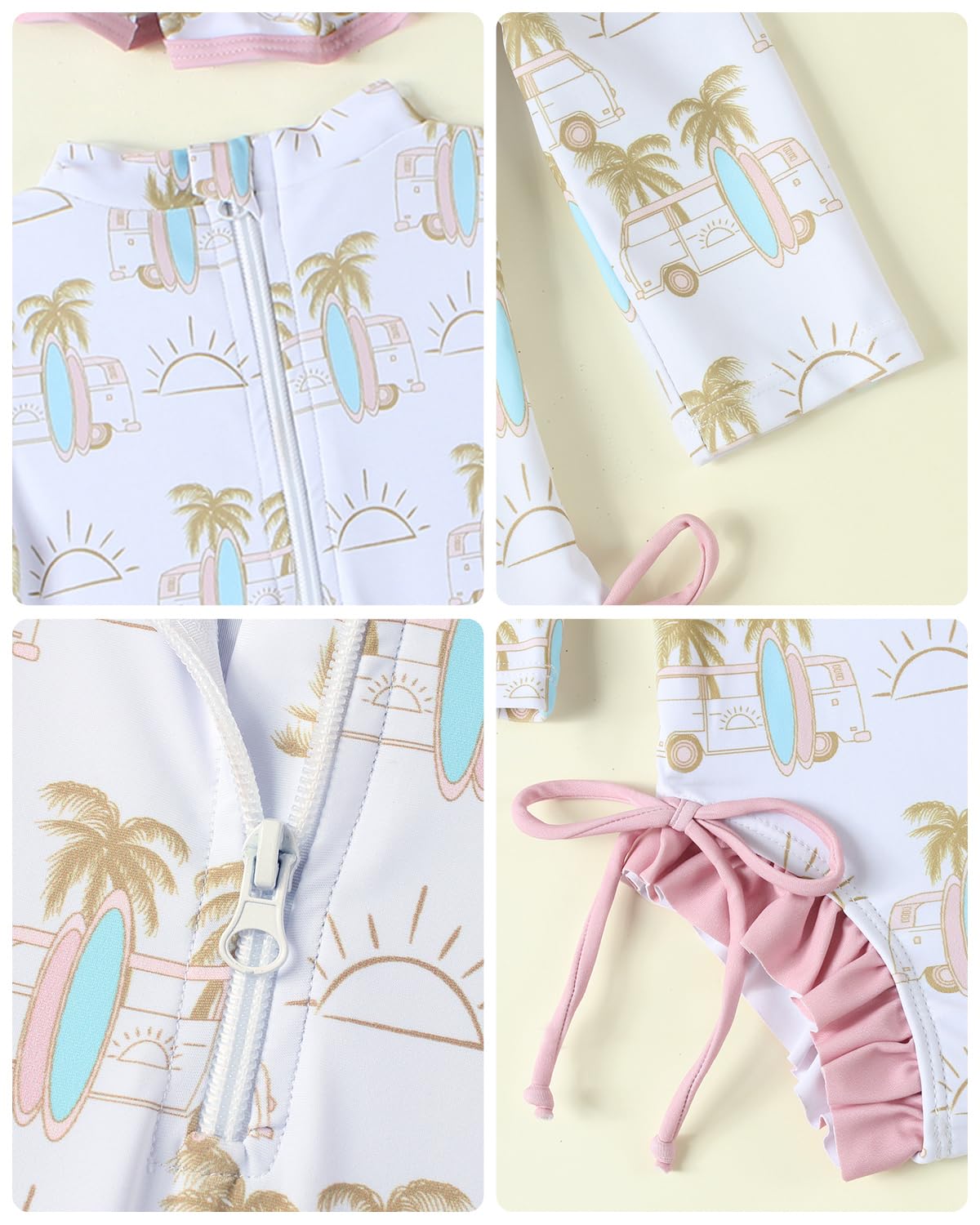 WYTbaby Uv Vestiti Bambino Ragazza Un Pezzo Manica Lunga Costume Da Bagno Hawaii Volant Uv Costumi Da Bagno Ragazza 0-24 Mesi