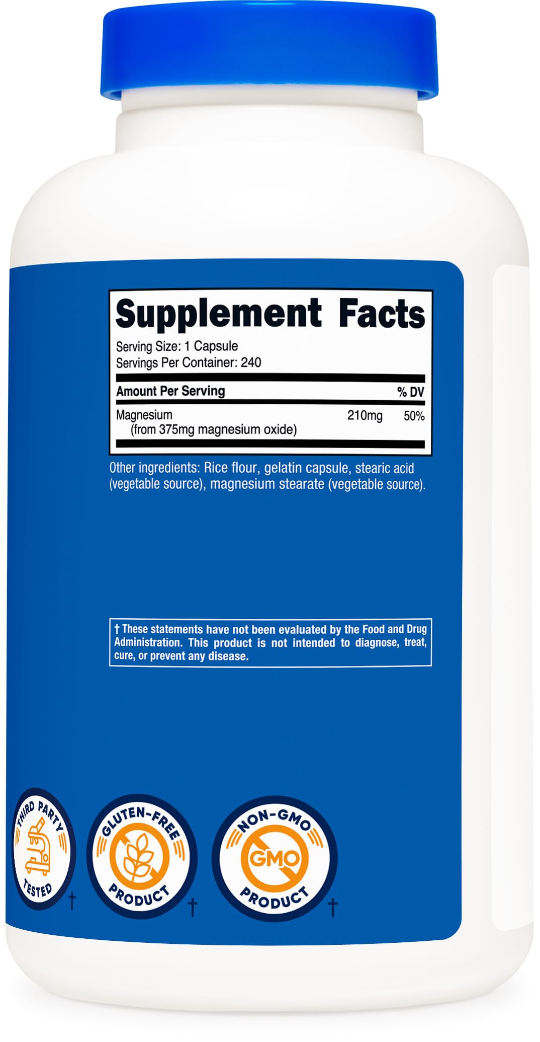 Nutricost Magnesium Oxide 375mg, 240 Capsules, 210mg of Magnesium, GMO-Free — Amazon image 5