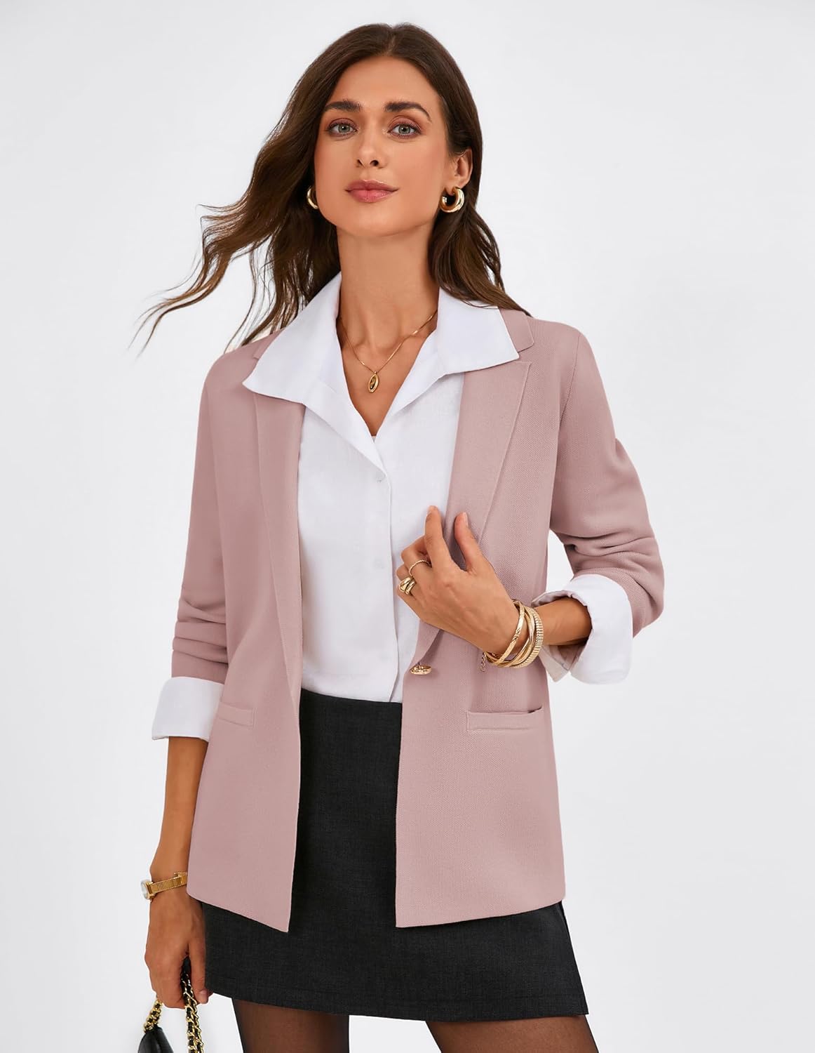 GRACE KARIN Sweater Blazers for Women Business Casual Long Sleeve Open Front Work Office Cardigan Suit Jackets with Pockets - Image 6