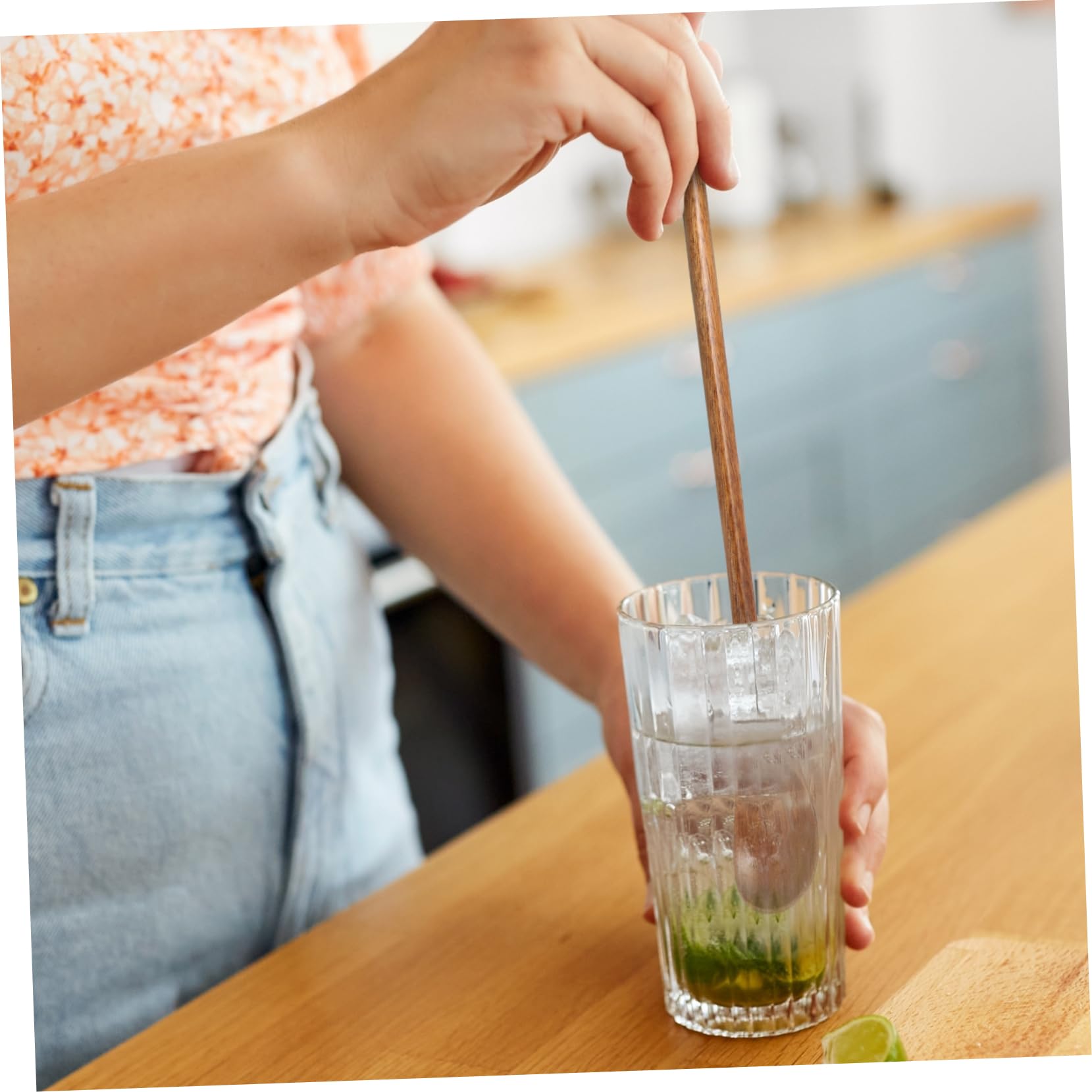 HOOTNEE 2pcs Long Handle Wooden Spoon Japanese Style Coffee Honey Spoon Retro Design for Stirring Mixing Serving Unique Nanmu Cooking Utensils