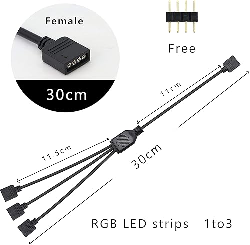 Miniatura 10 de GELRHONR Cable divisor RGB de 12 V, 4 pines, conector de tira LED, divisor de 4 pines RGB de 1 a 4, conector de luz de cinta LED 5050, cable de