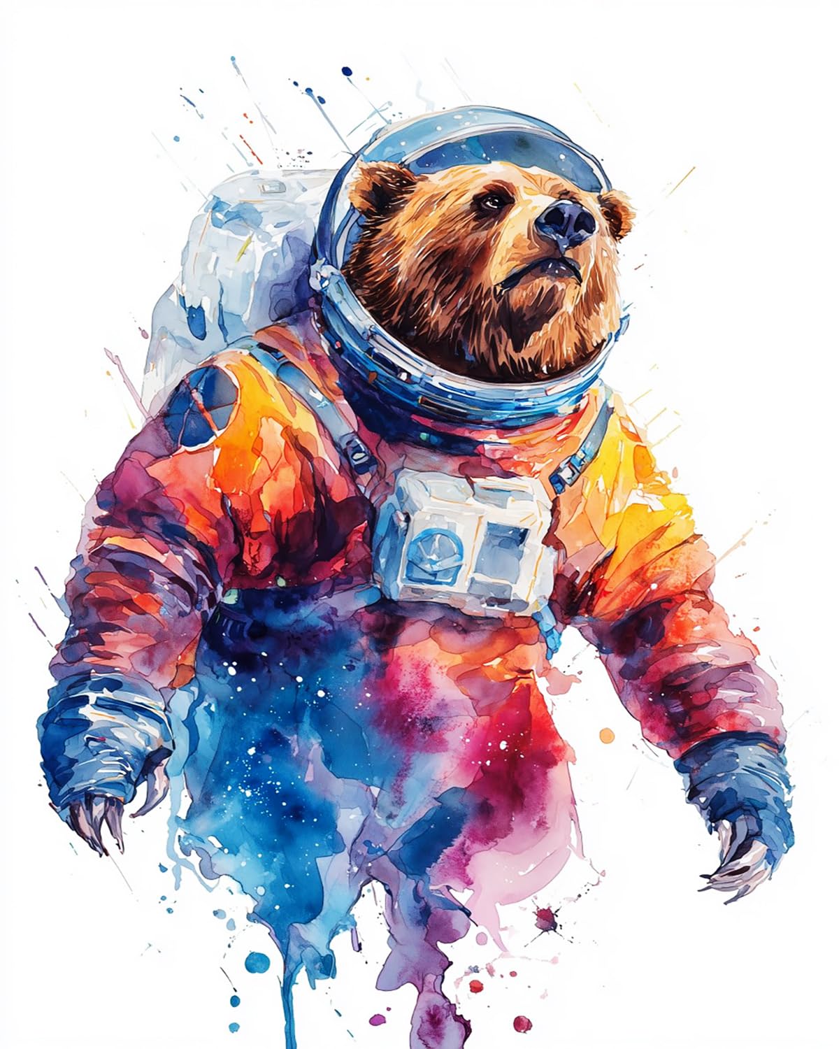 Liubaishi Multicolour Paint By Numbers For Adults, Bear Astronaut, 16X20 Inch, Acrylic On Canvas, With 3 Brushes