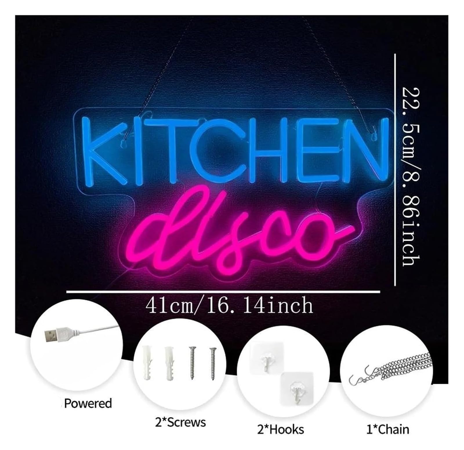 Neón Sign Discoteca de cocina con letrero neón, luz LED regulable, para ideal para bares, cocinas, cafeterías y restaurantes