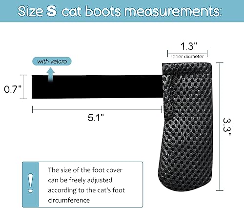 Miniatura 6 de Botas de gato, fundas antiarañazos para patas de gato, protectores de malla ajustable para patas de gato, antideslizantes, transpirables, adecuadas