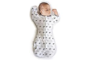 Sterling Baby Half-Length Sleeve Swaddle Sack with Mitten Cuffs - Elephant | 6-12 Months