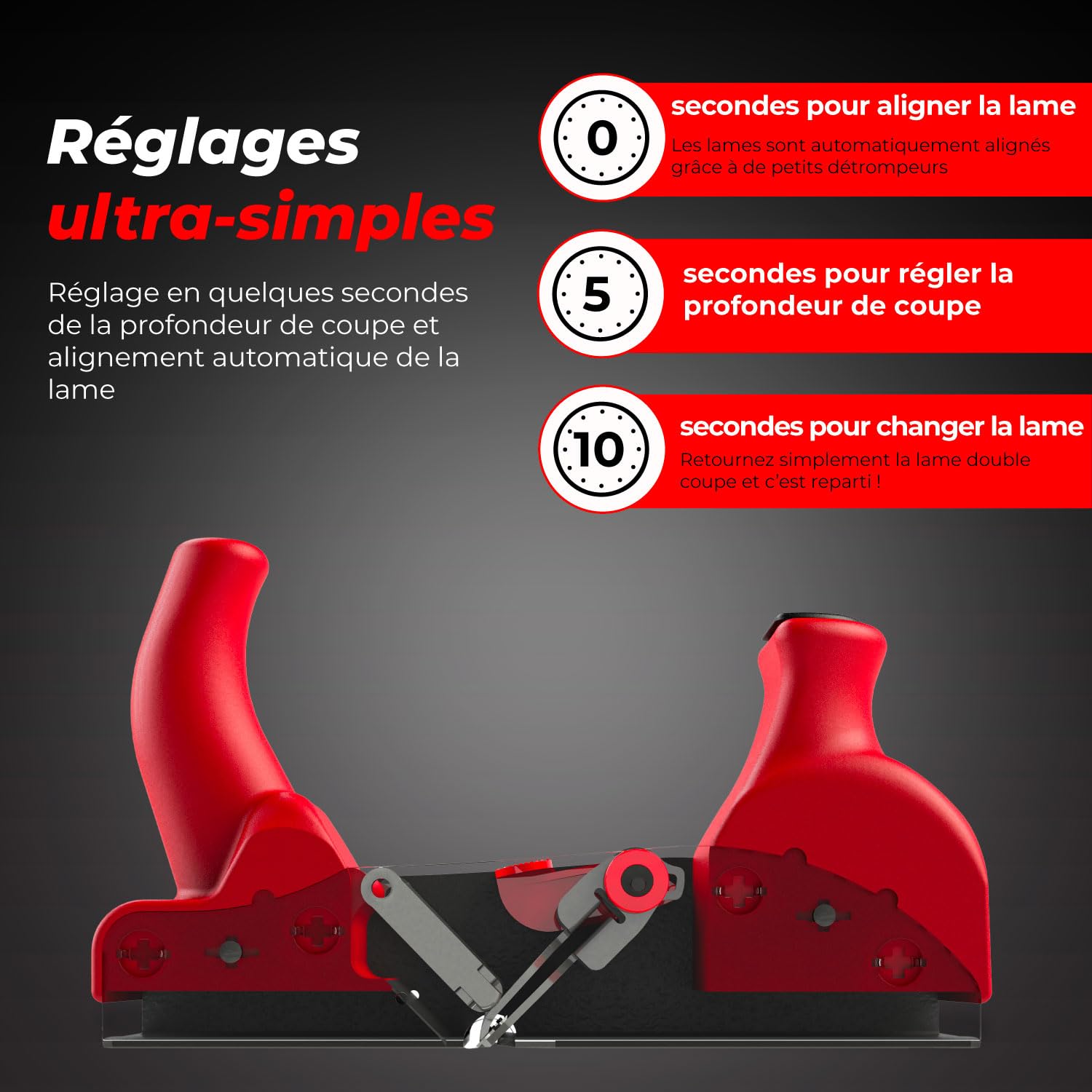 Rabot RALI 220 MONOBLOC : Rabot à Main pour Menuisier Sans Affutage et Réglage Ultra Rapide De La Lame | Rabot bois professionnel Suisse pour Menuisier | Toujours opérationnel