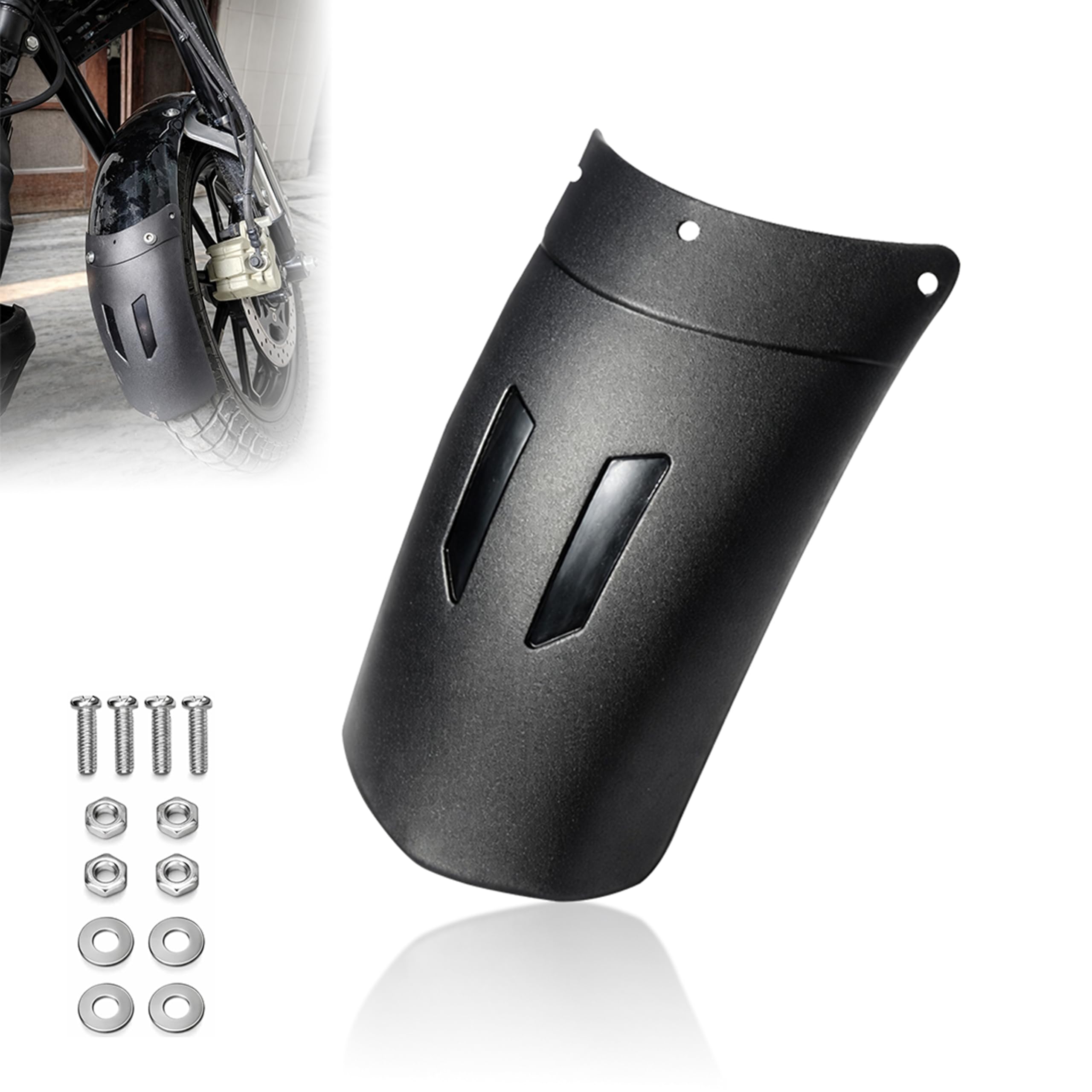 Universal Front Fender Extender Mudguard | Heavy-Duty Matte Black | Mounting Screws | Compatible with Fit All Bikes & Motorcycles-image-33