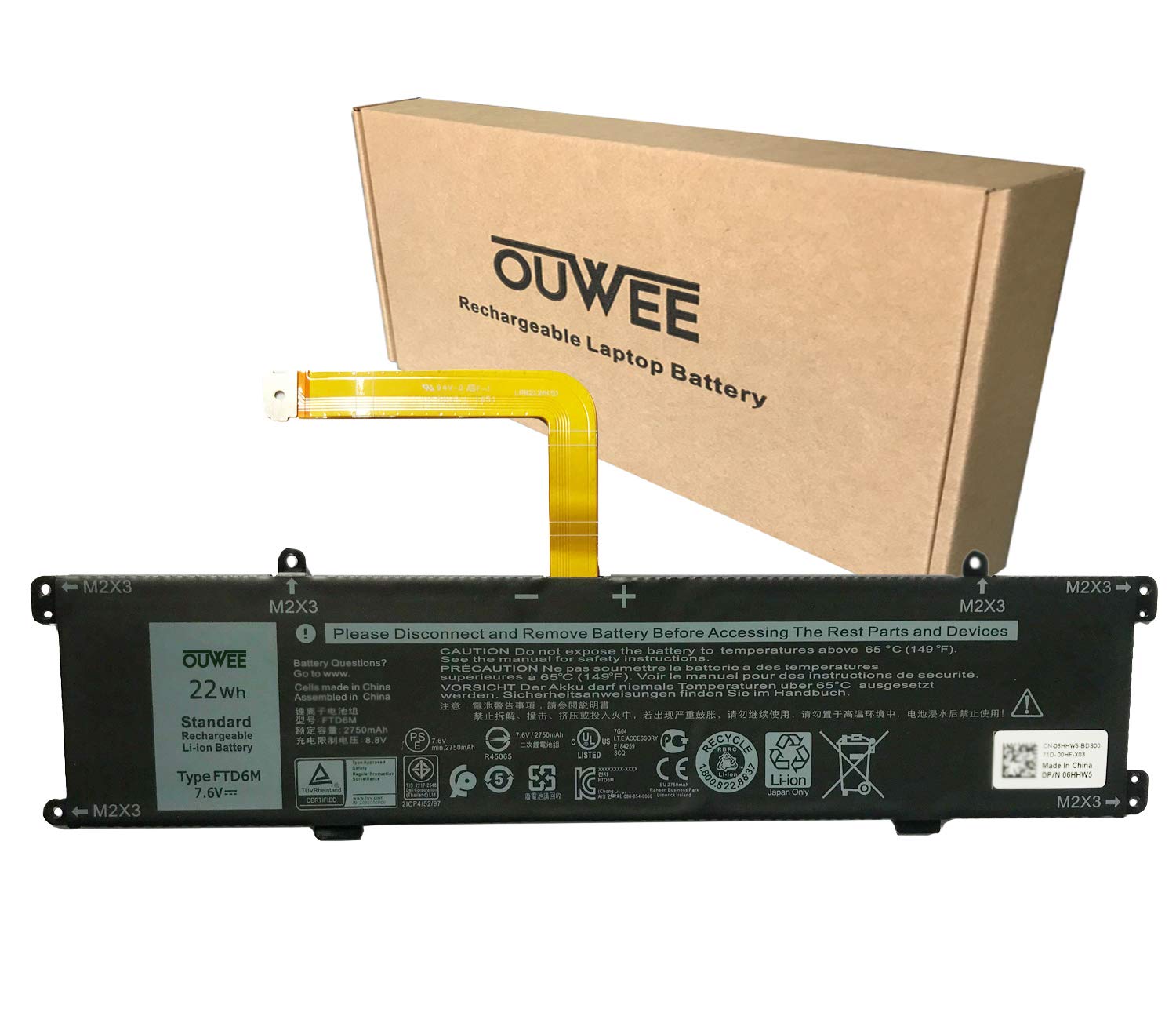 OUWEE FTD6M Laptop Battery Compatible with Dell Latitude 7285 2-in-1 Keyboard Series FTD6M 06HHW5 6H