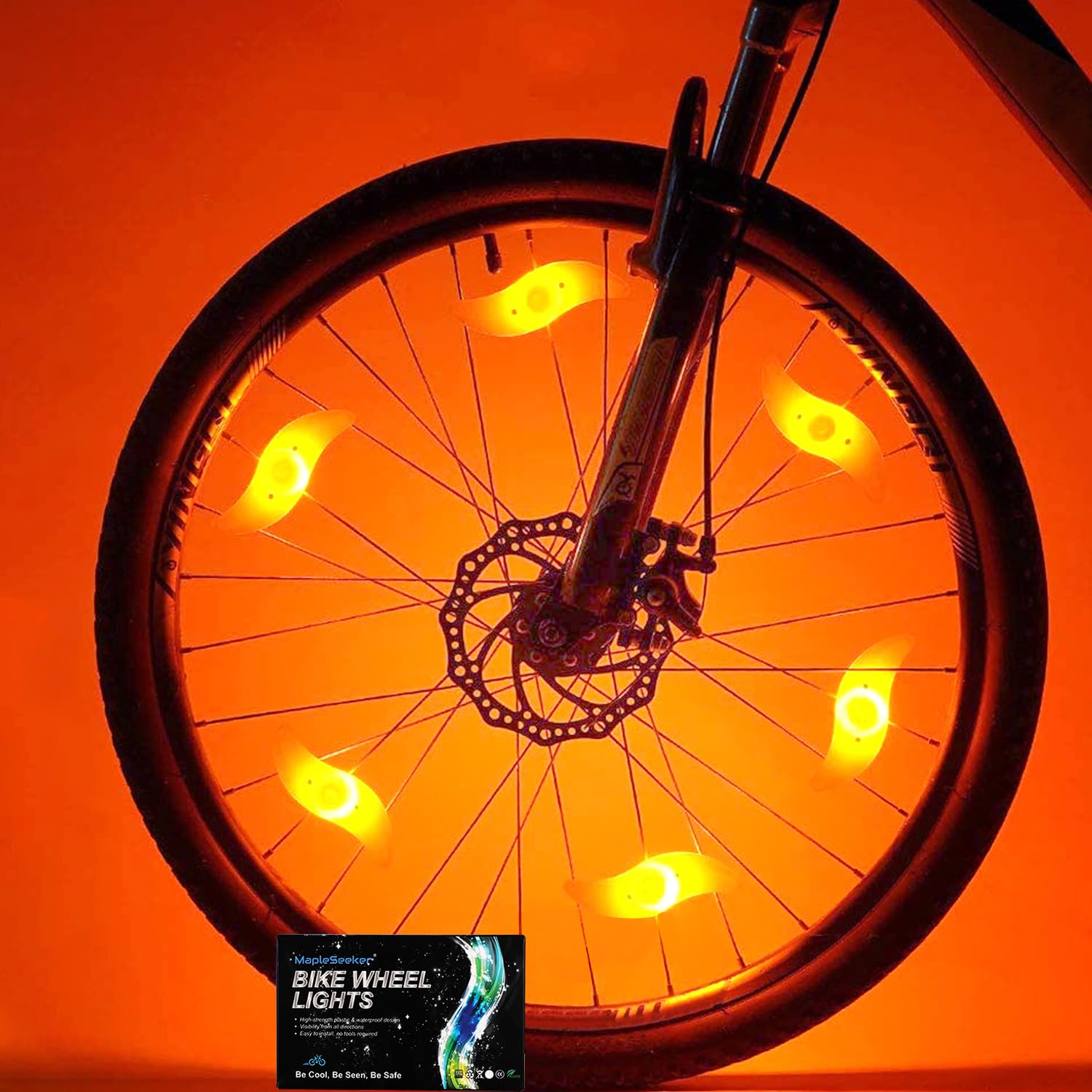 MapleSeeker Bike Wheel Spoke Lights 6-Pack with Batteries Included, Kid Bicycle Accessories for Boys Girls with 3 Lighting Modes, Easy to Install