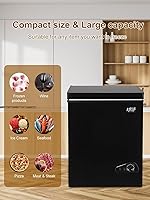 Vista 2 de Mini Chest Freezer 3.5 Cu.Ft 7 Gears Temperature Control Compact Deep Freezer with Top Open Door and Removable Storage Basket Black