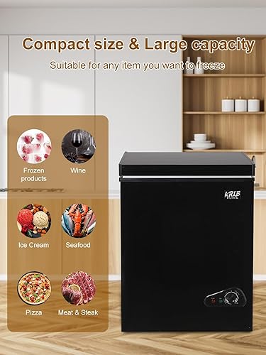 Miniatura 2 de Mini Chest Freezer 3.5 Cu.Ft 7 Gears Temperature Control Compact Deep Freezer with Top Open Door and Removable Storage Basket Black