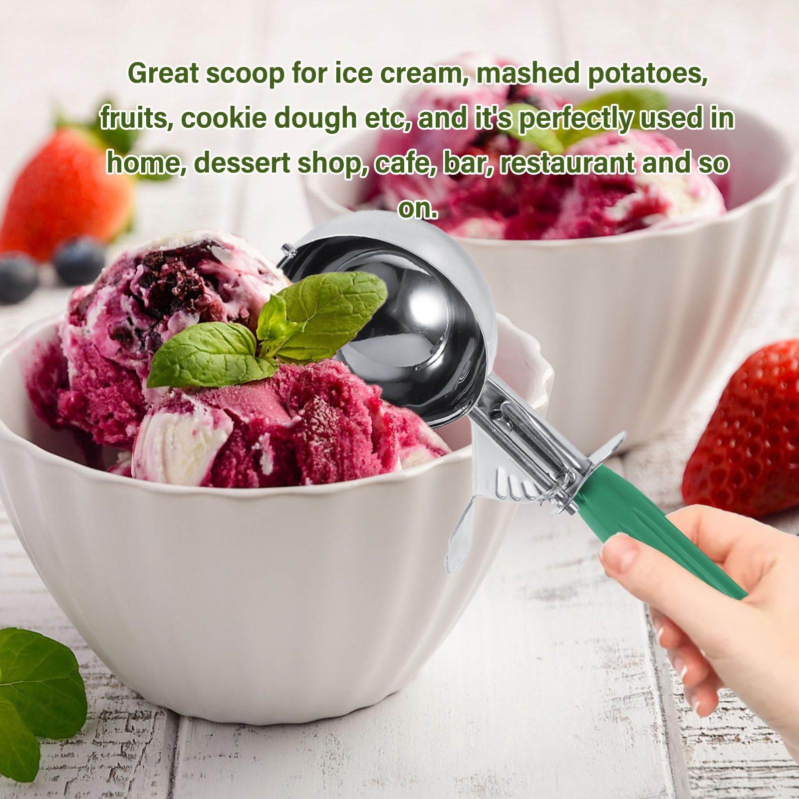 Cucchiaio gelato, Manico antiscivolo per impugnatura comoda, Acciaio inox alimentare, 9 colori disponibili, Ideale per gelateria caffetteria casa
