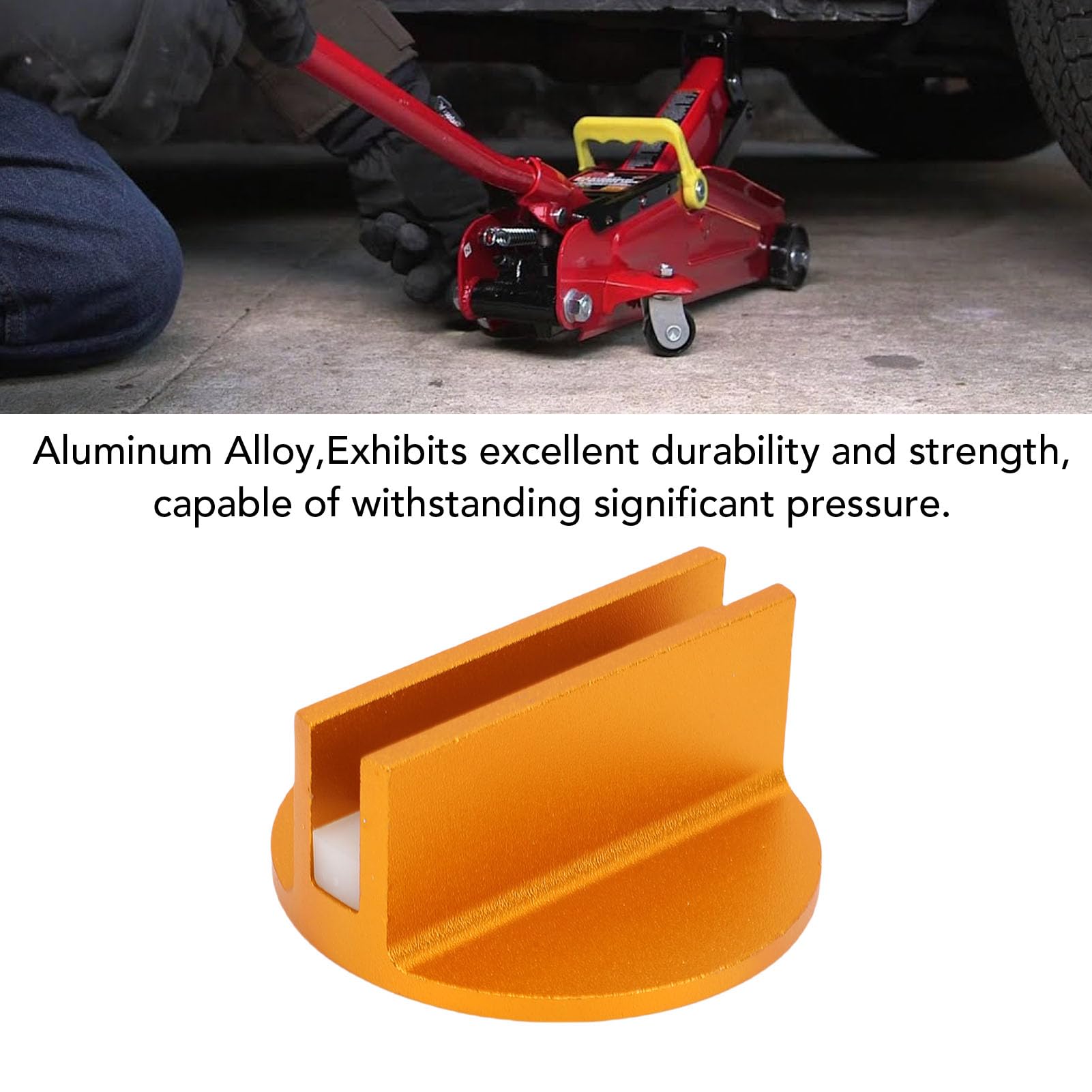 Quetschschweiß-Wagenheber-Adapter, 4 Stück, gerillte Wagenheber-Pads, 0,378 Zoll, orange, hochfeste Aluminiumlegierung für die Reparatur von PKW-LKW-SUV-Hebebühnen