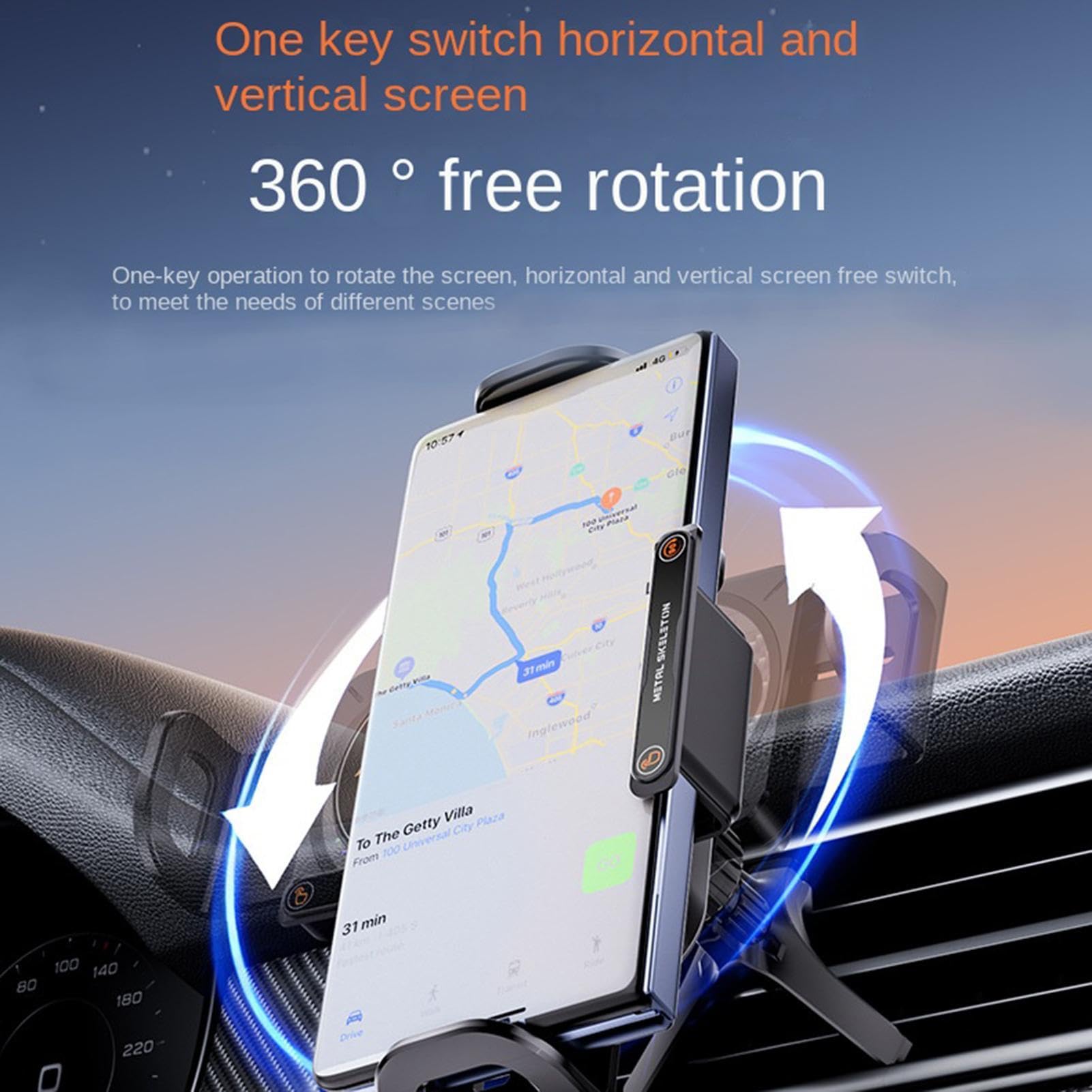 Caricatore Wireless Auto Ricarica Smartphone Rotante | Caricabatterie auto per cellulare per pendolarismo, viaggi d'affari, gite in auto, guidatori, campeggio, berline, camion e