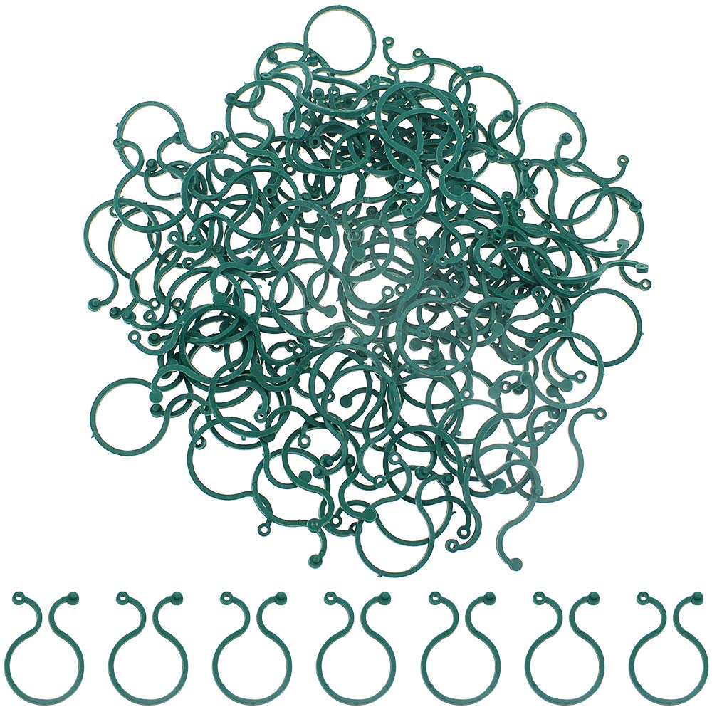 BlueXP 200 Pack Garden Plant Clips Green Plastic Plant Clips Twisty Plant Rings for Home Garden Fitting Climbing Plants Seedling Floppy Plants Garden Plant Ties