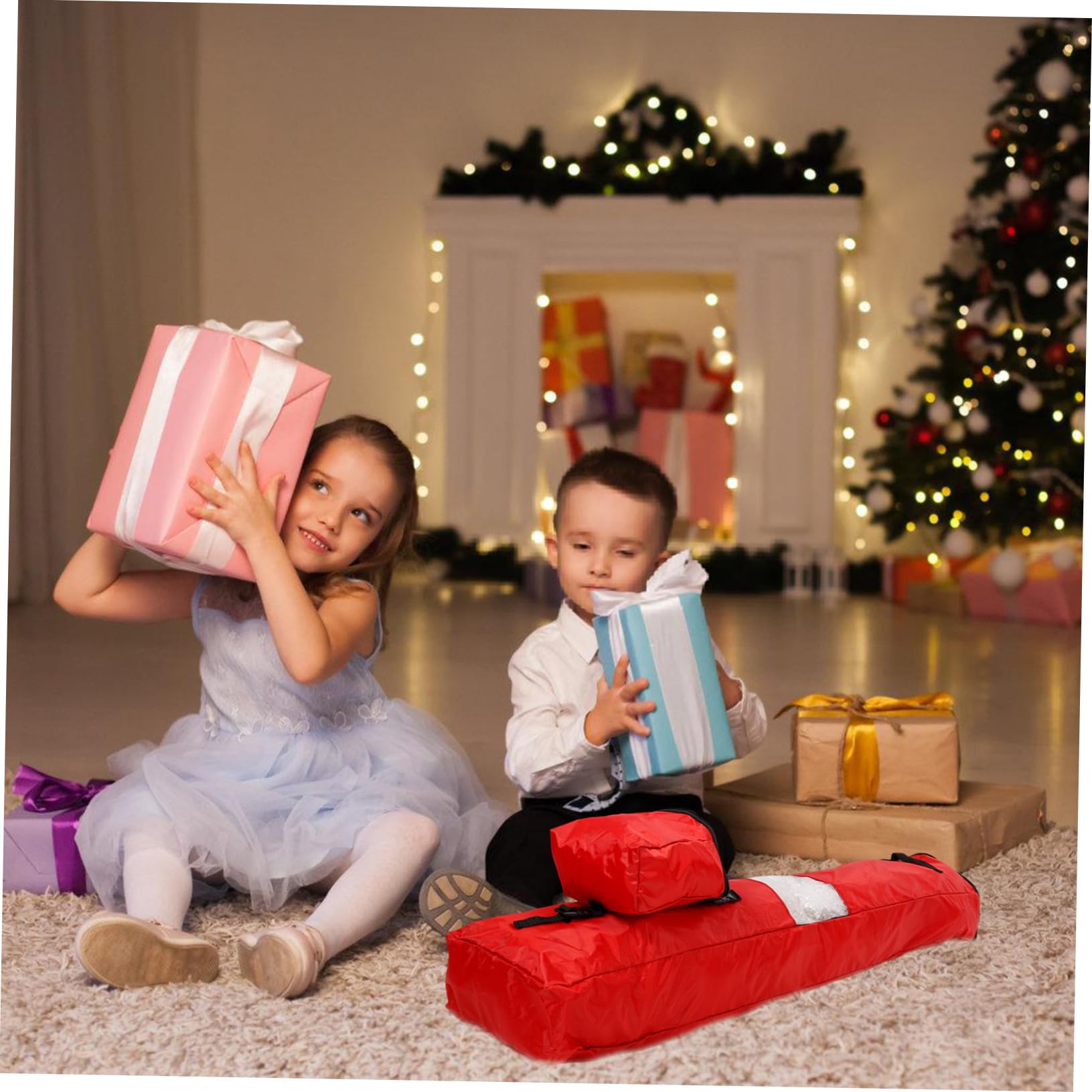 ULTECHNOVO Aufbewahrungsbehälter Für Geschenkpapierrollen Organizer Aus Dickem Reißverschluss Zum Schutz Vor Schmutz Für Weihnachtsgeschenke Platzsparend Und Stabil