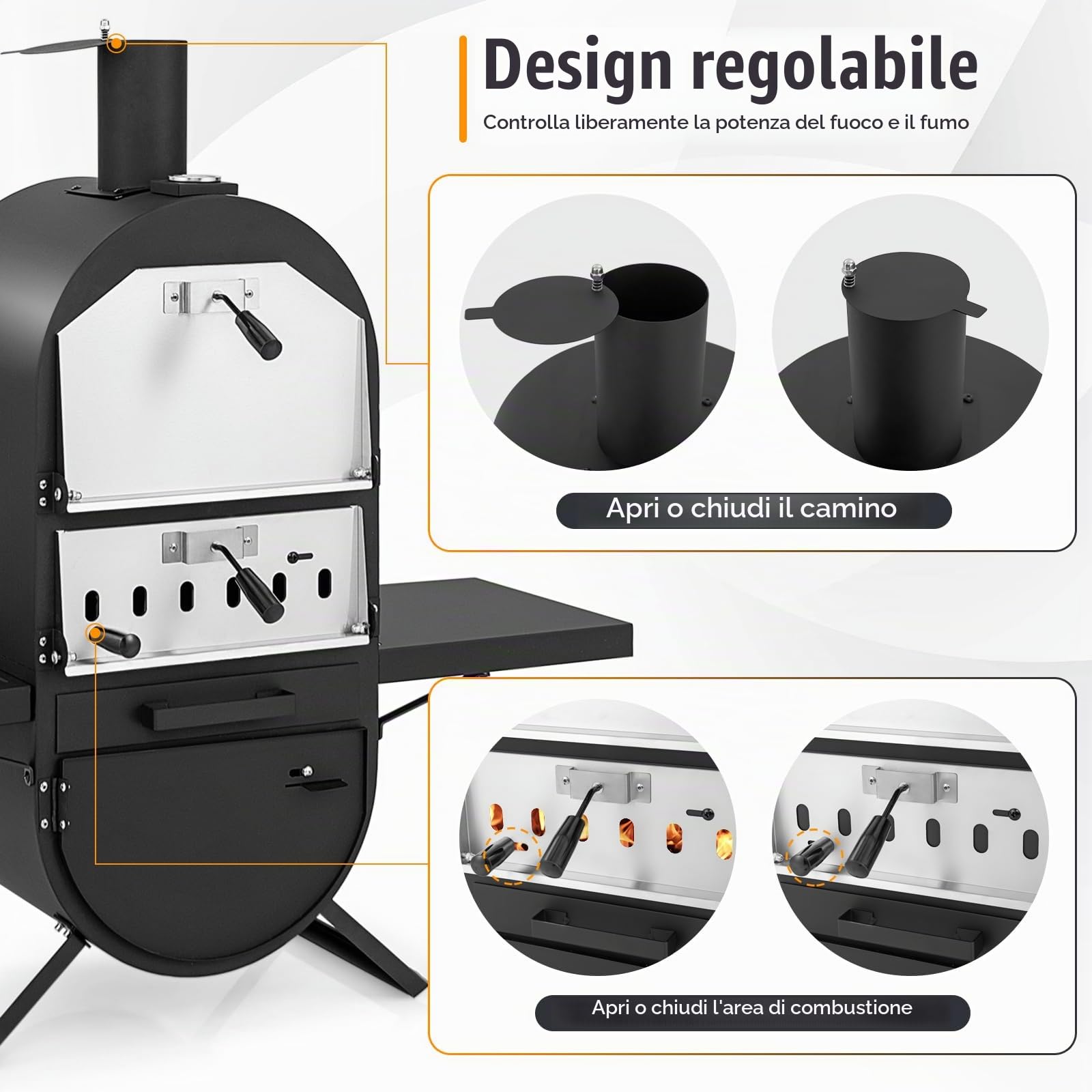 KOMFOTTEU Forno per pizza da esterno a 2 strati, forno a legna portatile con borsa per il trasporto, pietra per pizza, pala per pizza, grill, termometro, forno per pizza per barbecue, campeggio