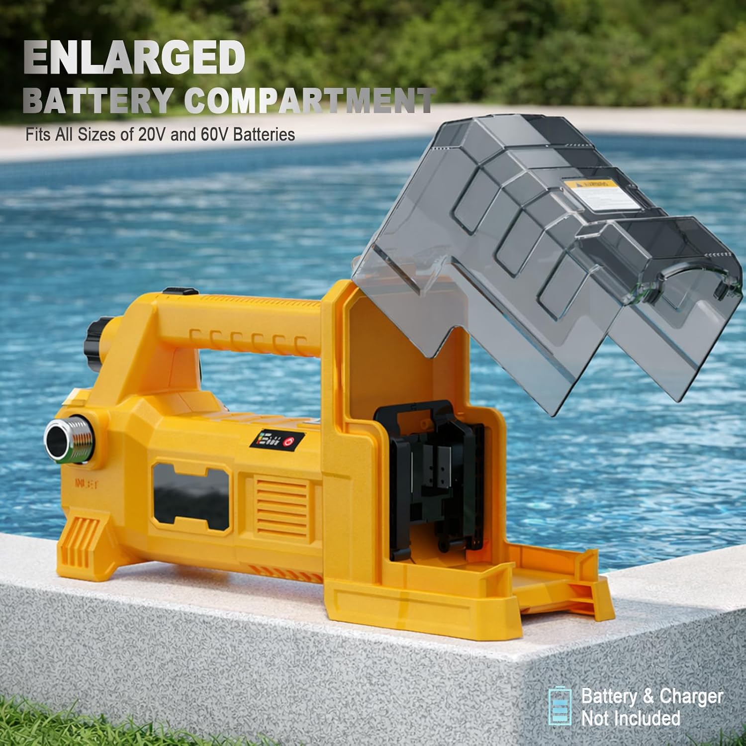 Brushless Water Transfer Pump Compatible with Dewalt 20V Battery (Tool Only), 1/4HP 540GPH Cordless Self Priming Battery Operated Utility Pump for Pool Draining, Pond, Watering, Garden, Tank
