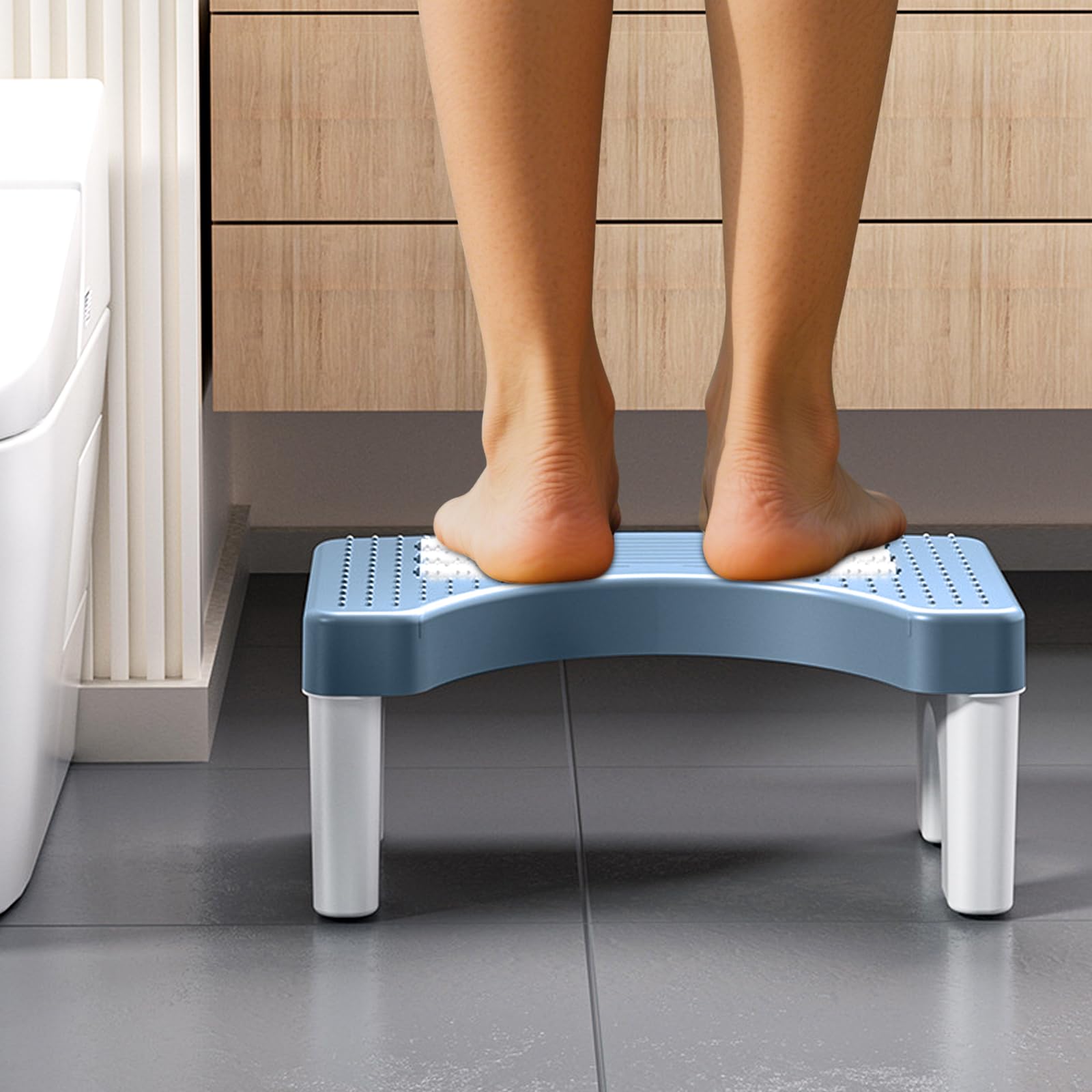 Toilettenhocker Erwachsene, Toilettenhocker Klappbar Hoch, Staubfrei und Rutschfest WC Hocker Erwachsene, Eingedickter Klohocker für Assist Relieve Verstopfung, Blähungen, Reizdarmsyndrom (Blau)