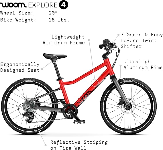 woom Explore Bicycle for Kids 6-14 Years Old, Road & Mountain Ready Bikes for Advanced Riders with Powerful Disc Brakes for Boys & Girls (20, 24 & 26 Wheels)