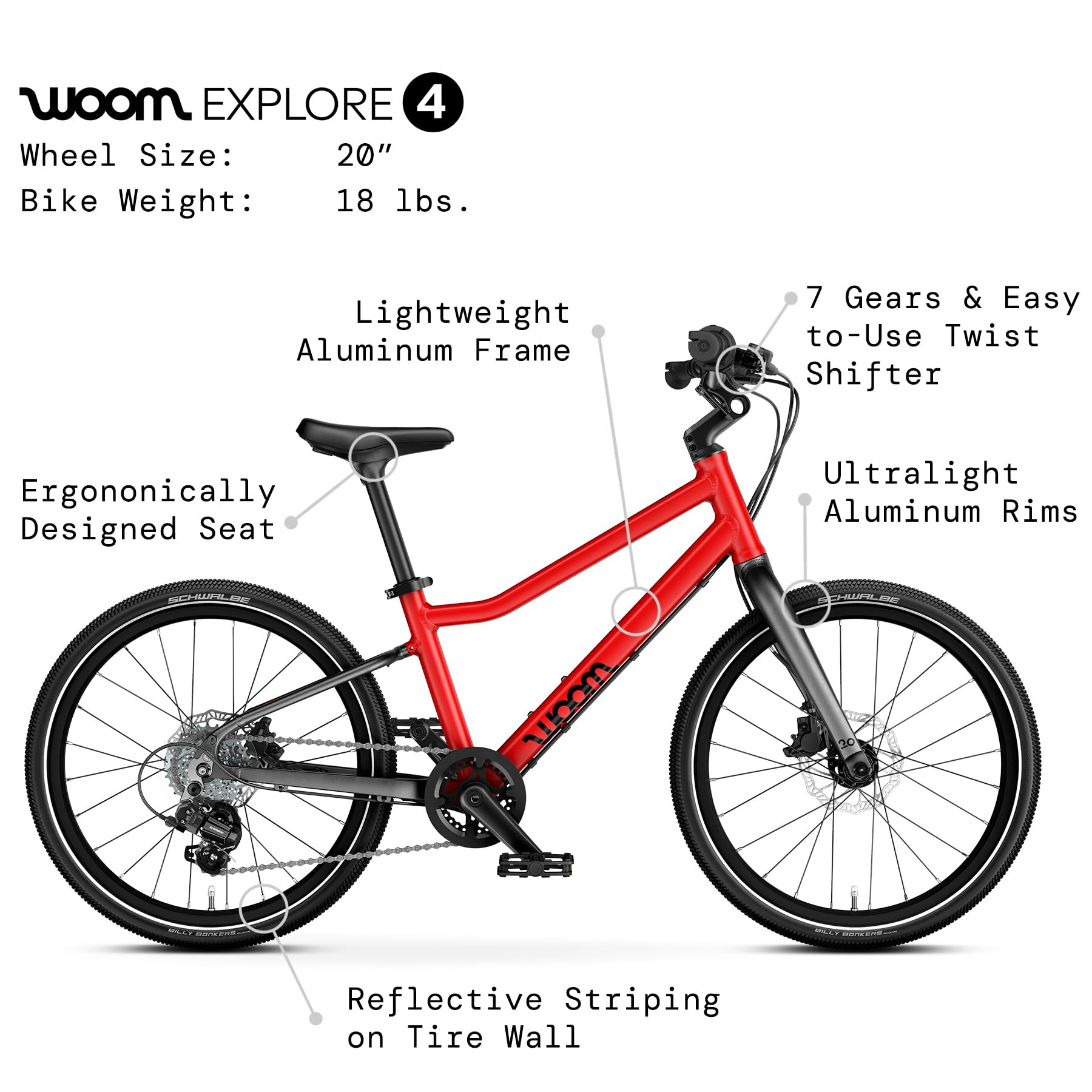 Amazon.co.jp: woom Explore 4 自転車 6~8歳の子供用、20インチ 軽量 7