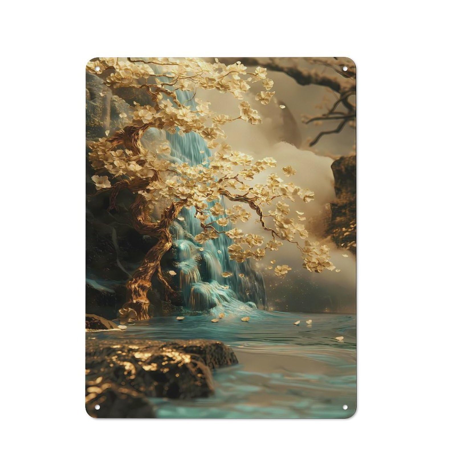 Junmoney Golden Tree Of Harmony Cherry Blossom Vintage Tin Sign 40X30cm With For Man Cave Or Games Room, For Games Room Collectors