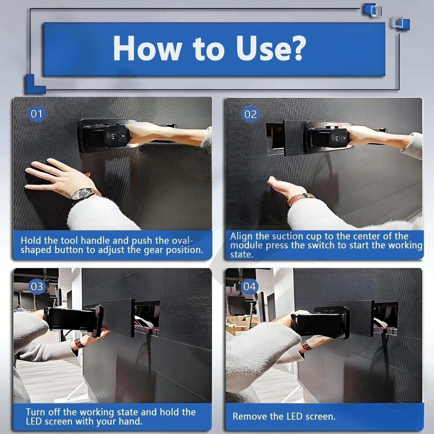 Ventosas elevadoras eléctricas con pantalla LED, herramienta de vacío de mano para una fácil instalación y extracción en pantallas curvas y azulejos, paquete de 2