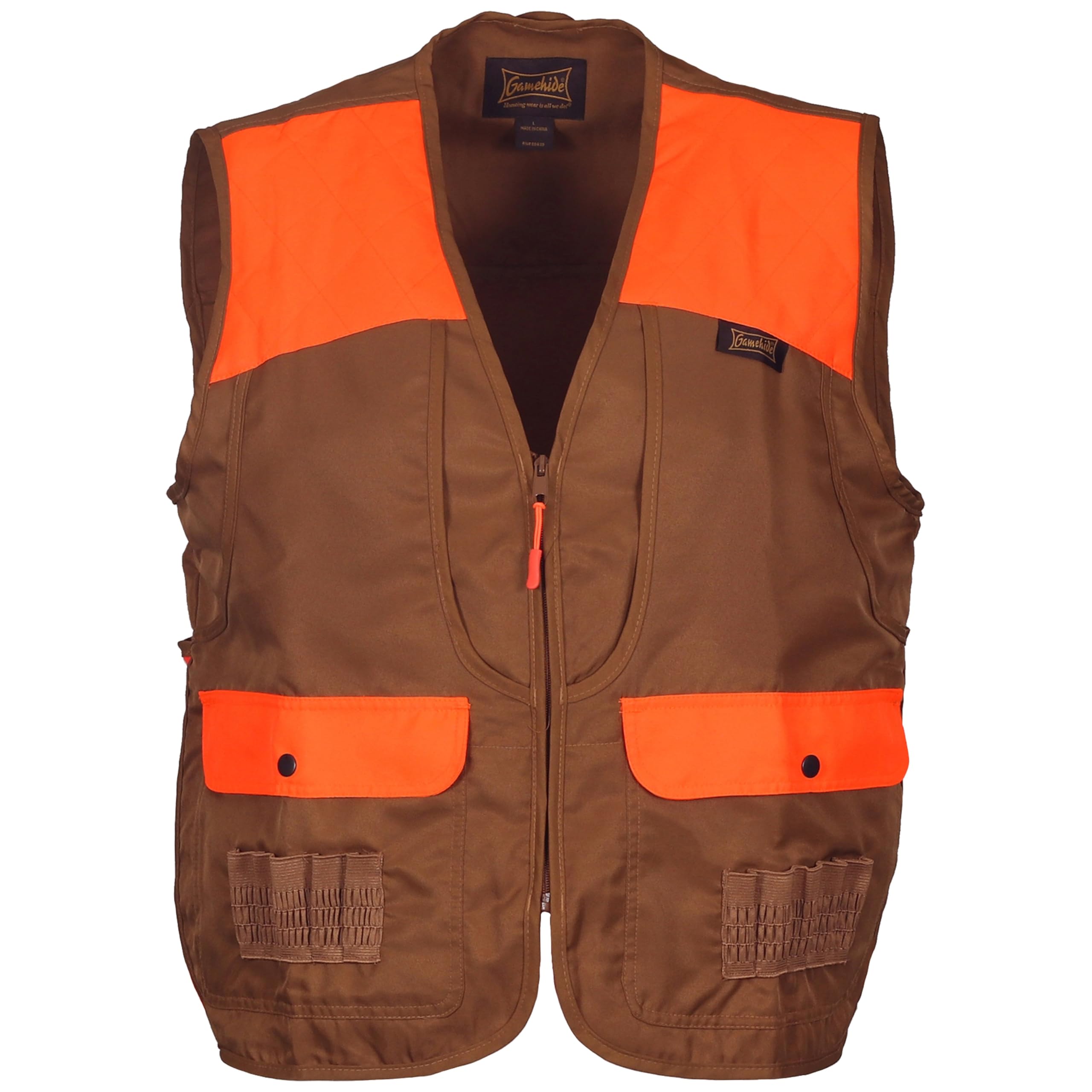 Gamehide Youth Front Loader Upland Hunting Vest (Small, MarshBrown/Orange)