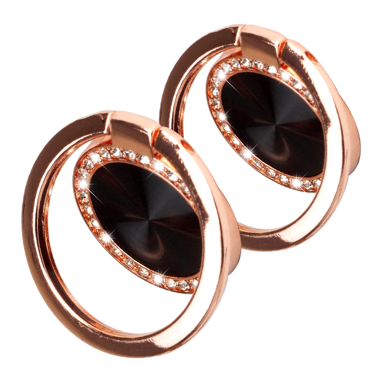 [2 Pack] Concentric Circular Texture Diamond Setting Cell Phone Ring Holder Stand, 360 Degree Rotation and 180 DegreeAdjustable Finger Ring Kickstand