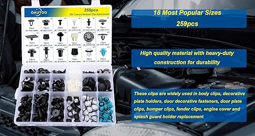 Miniatura 6 de OAUTOO 259 piezas compatibles con Lexus & Camry Corolla Corolla Interior y Exterior Retenedor Clip Clip Surtido