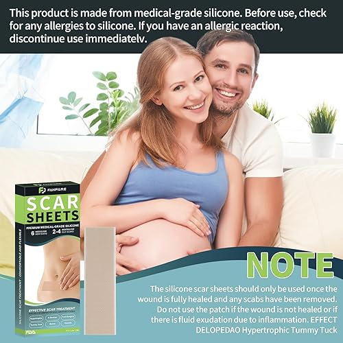 Miniatura 7 de Medical Grade Silicone Scar Sheets Scar Tape (1.6"x 6",20Pcs), Scar Strips Treatment & Prevention, Scar Tape for Surgical Scars,C-Section,Tummy