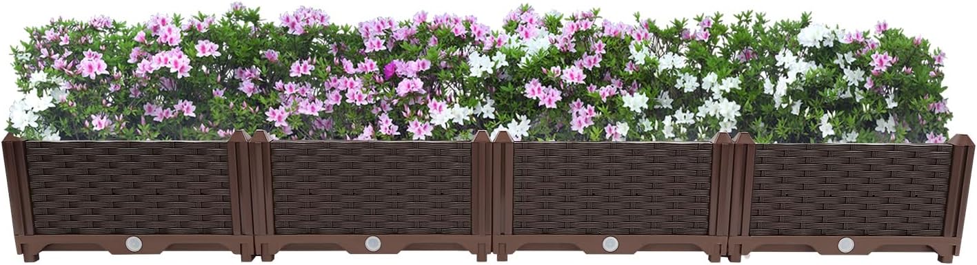 Raised Garden Bed Plastic Large Planter Box Rectangle Greenhouse Planters for for Outdoor Indoor Plants, Vegetables and Flowers (61.42 * 15.35 * 8.66inch)