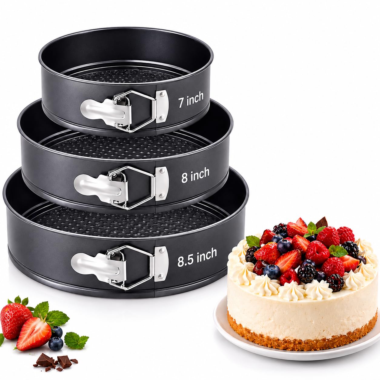 PureBake Non-Stick Cake Tin Set - Springform Moulds -1
