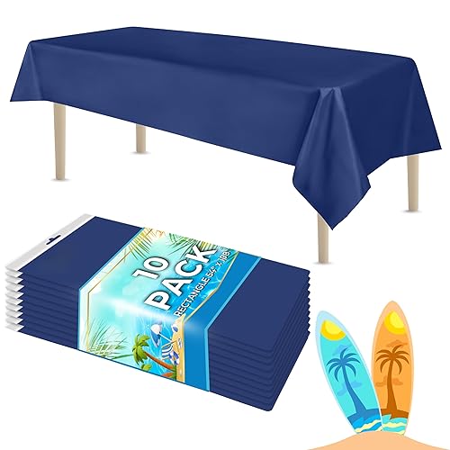 LEMON + Co. Navy Rectangle Table Cover Disposable Plastic Tablecloth