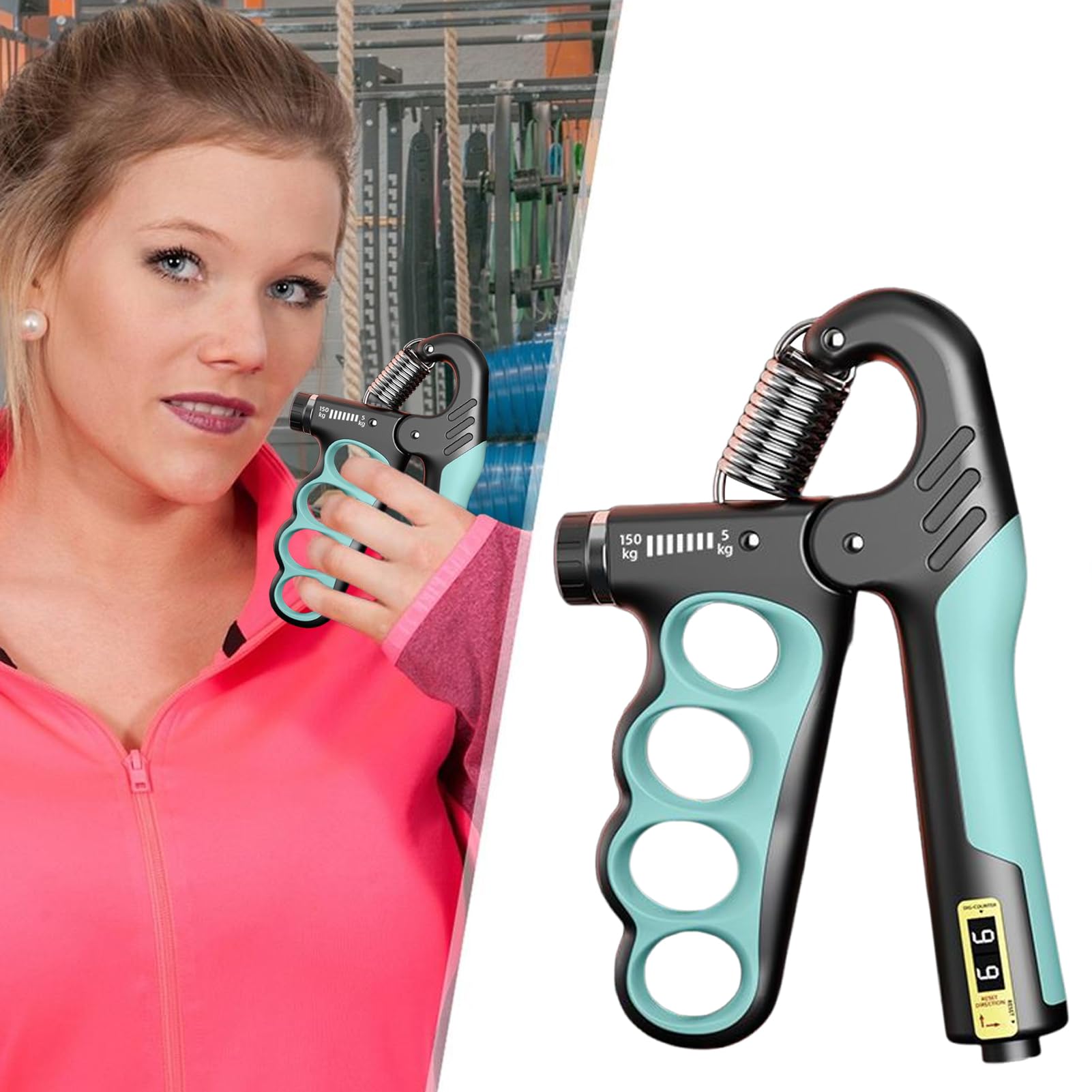 Renforceur De Prise Manuelle – Réglable 5-150 Kg, Compteur Intelligent, Antidérapant, Pour Hommes, Femmes, Seniors