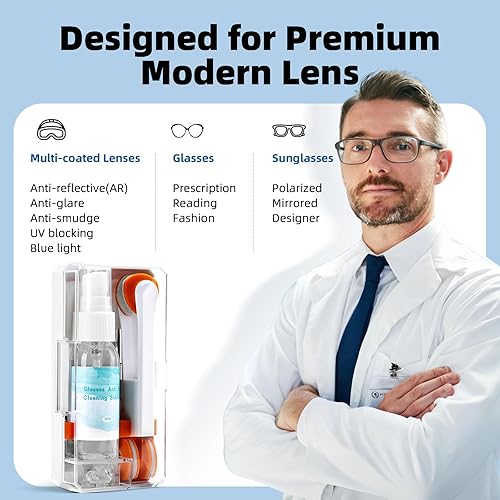 Miniatura 6 de Ordilend Kit de limpieza de gafas, kit de reparación de lentes, limpiador de cristales antivaho con paño limpiador de gafas, herramienta de