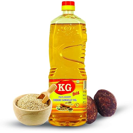 KG Gold Cold Pressed Chekku Gingelly/Sesame Oil with Karupat