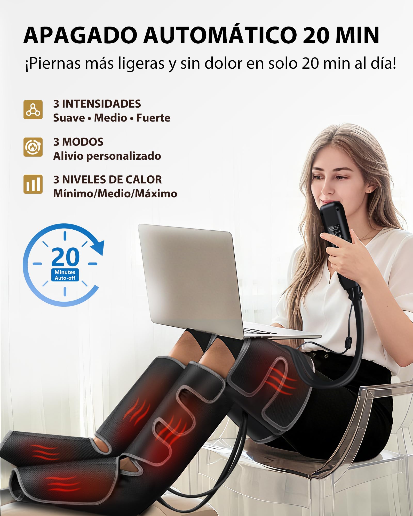 FIT KING Masajeador de piernas para pies, pantorrillas, muslos y calor