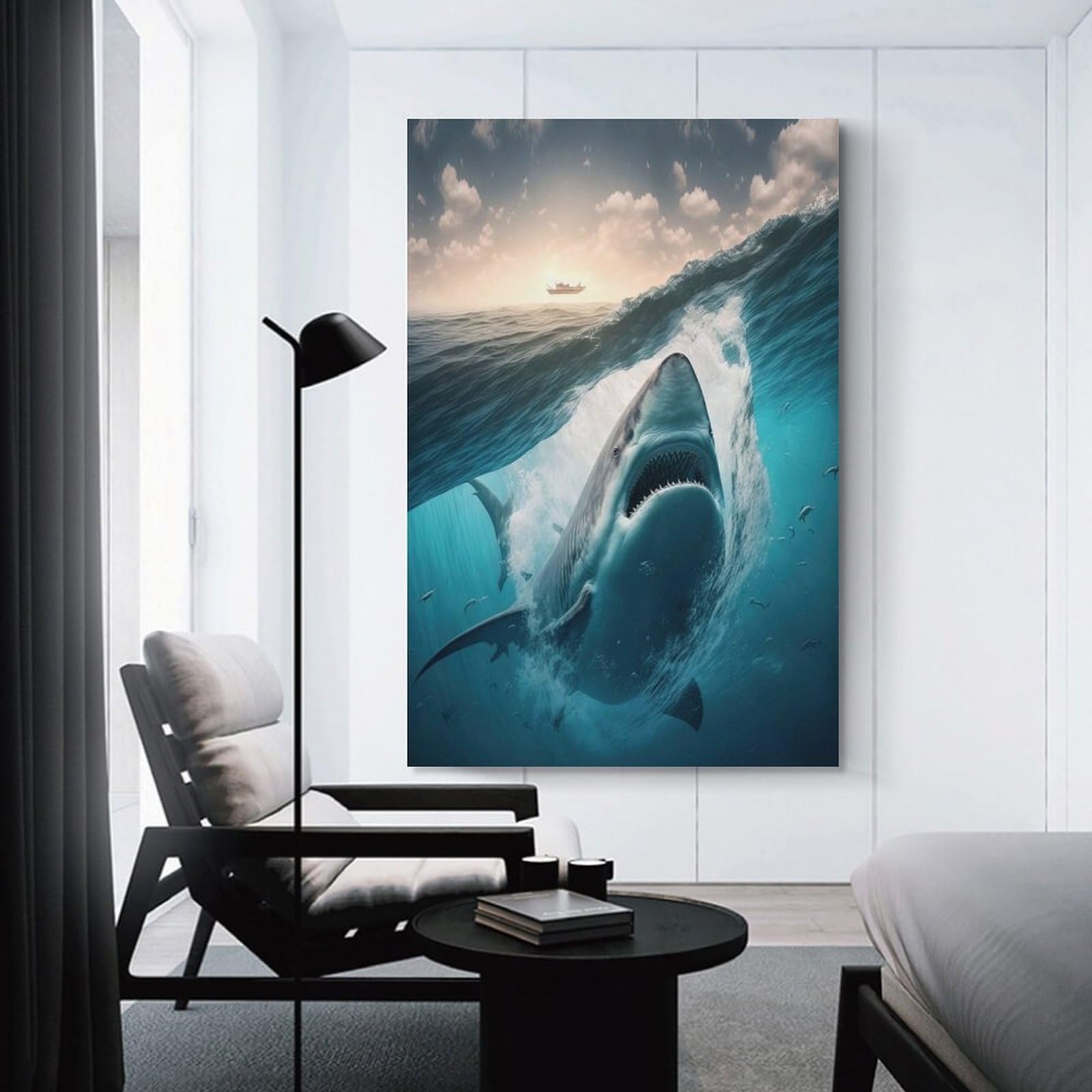 Junmoney Canvas Wall Art Whale Shark, 20x30inch(50x75cm), for Living Room, Bedroom, Office Or Hallway, Decorative Artwork with Broad Appeal