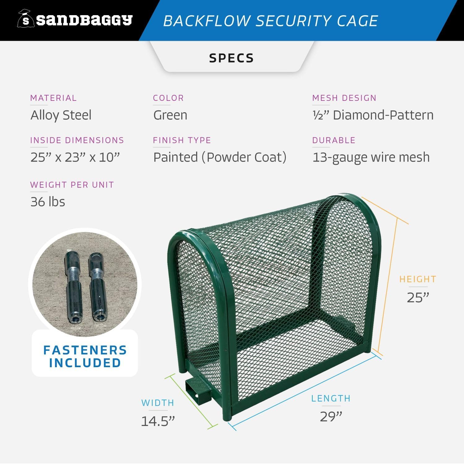 Sandbaggy Durable Backflow Security Cage – Backflow Preventer Enclosure | 2 Year Warranty (29” x 25” x 14.5” (LxHxW), 1, Count)