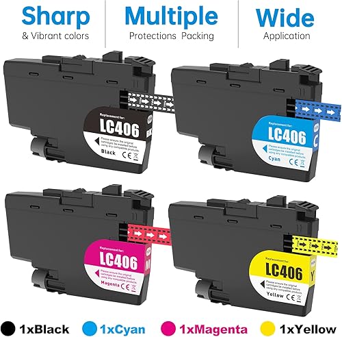 Miniatura 2 de LC406 - Cartuchos de tinta compatibles con Brother 406 Ink Work para MFC-J4335DW MFC-J4345DW MFC-J4535DW MFC-J5855DW MFC-J6555DW MFC-J6955DW 1