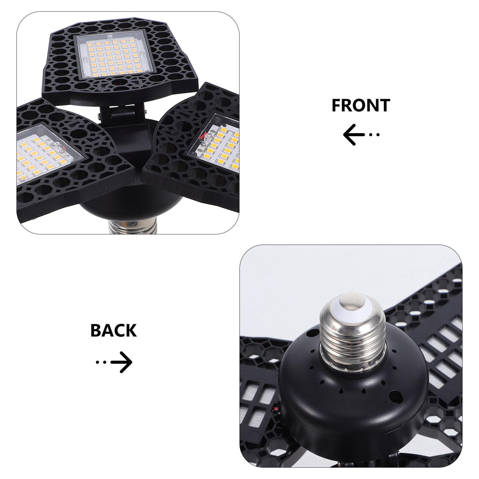 Veemoon LED Deformation Bay Light 60w Warm White Three-Leaf Folding Garage Ceiling Lamp for Workshop and Warehouse Lighting — view 7