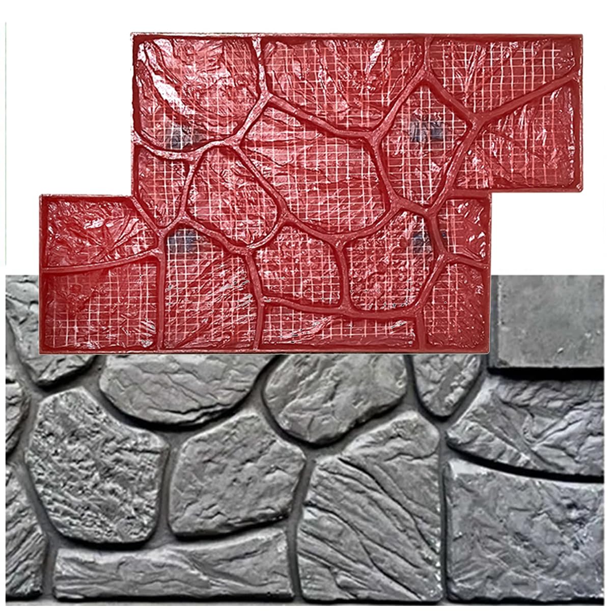 Beton-Zement-Stempel für Wand- und Bodenprägung – langlebige Gummi-Beton-Stein-Strukturmatte für Gartenwege, Pflasterstempelmatten – verschönern Sie Ihre Außenbereiche