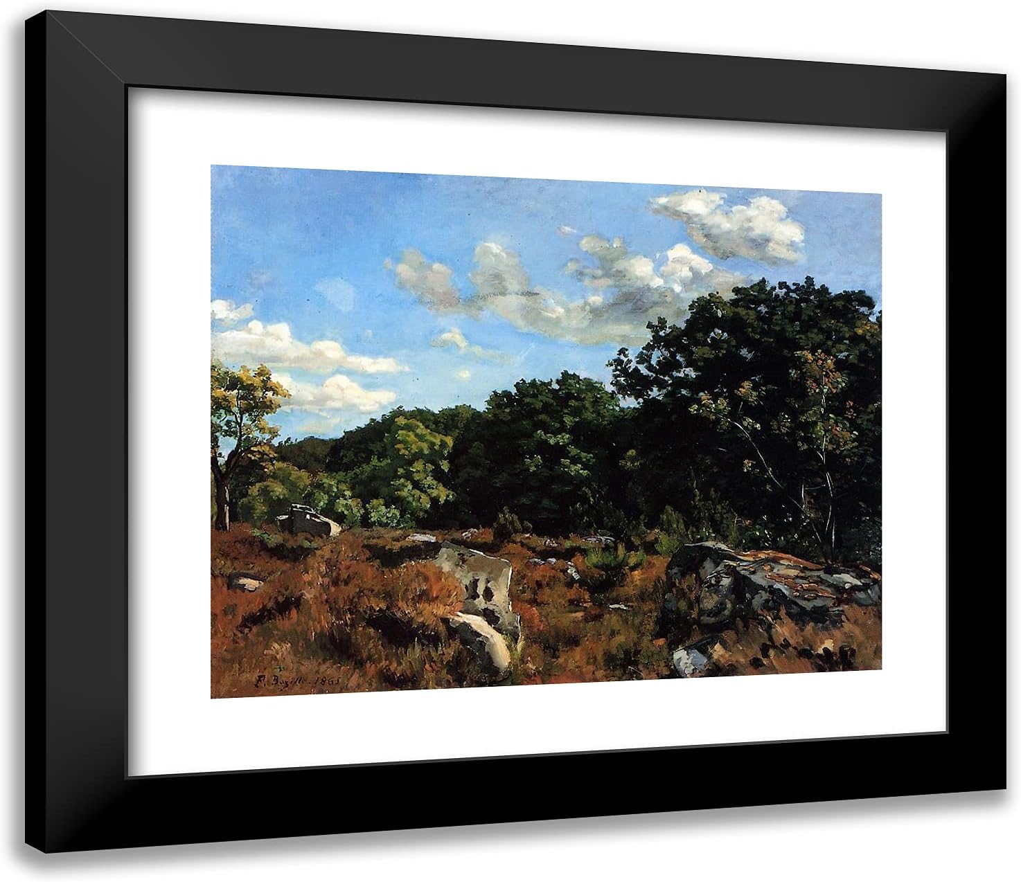 ArtDirect Bazille, Frederic 23x20 Gold Ornate Framed Art Print with Double Matting Titled: Landscape at Chailly