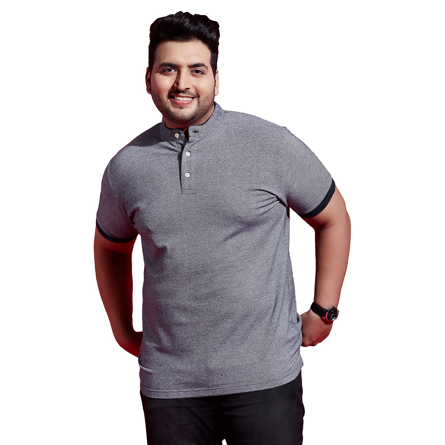 BigbananaPlus Size Men's Regular Fit Mercerized Henley Tshirt