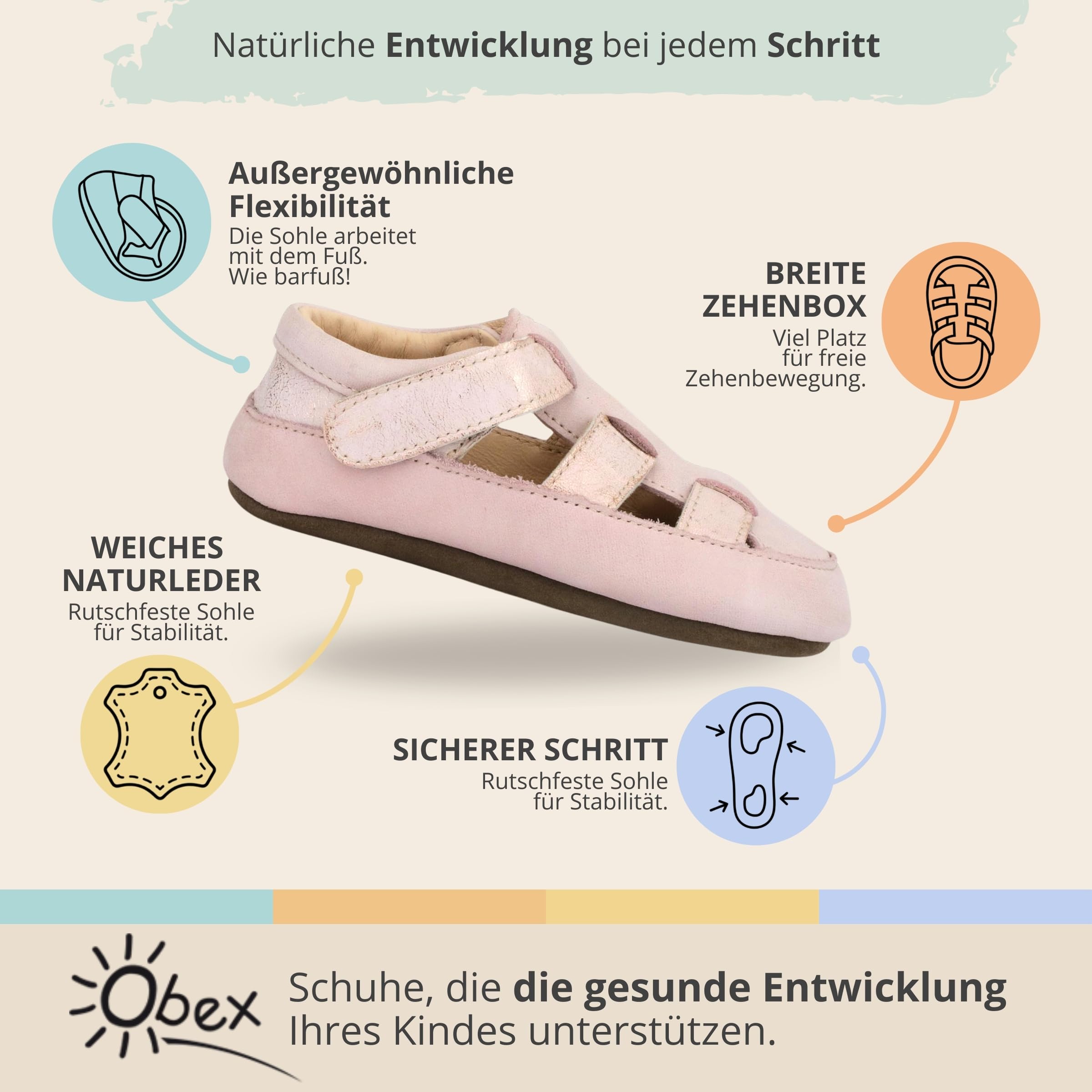 Obex pantofole da bambino in pelle antiscivolo primi passi EU 19-32