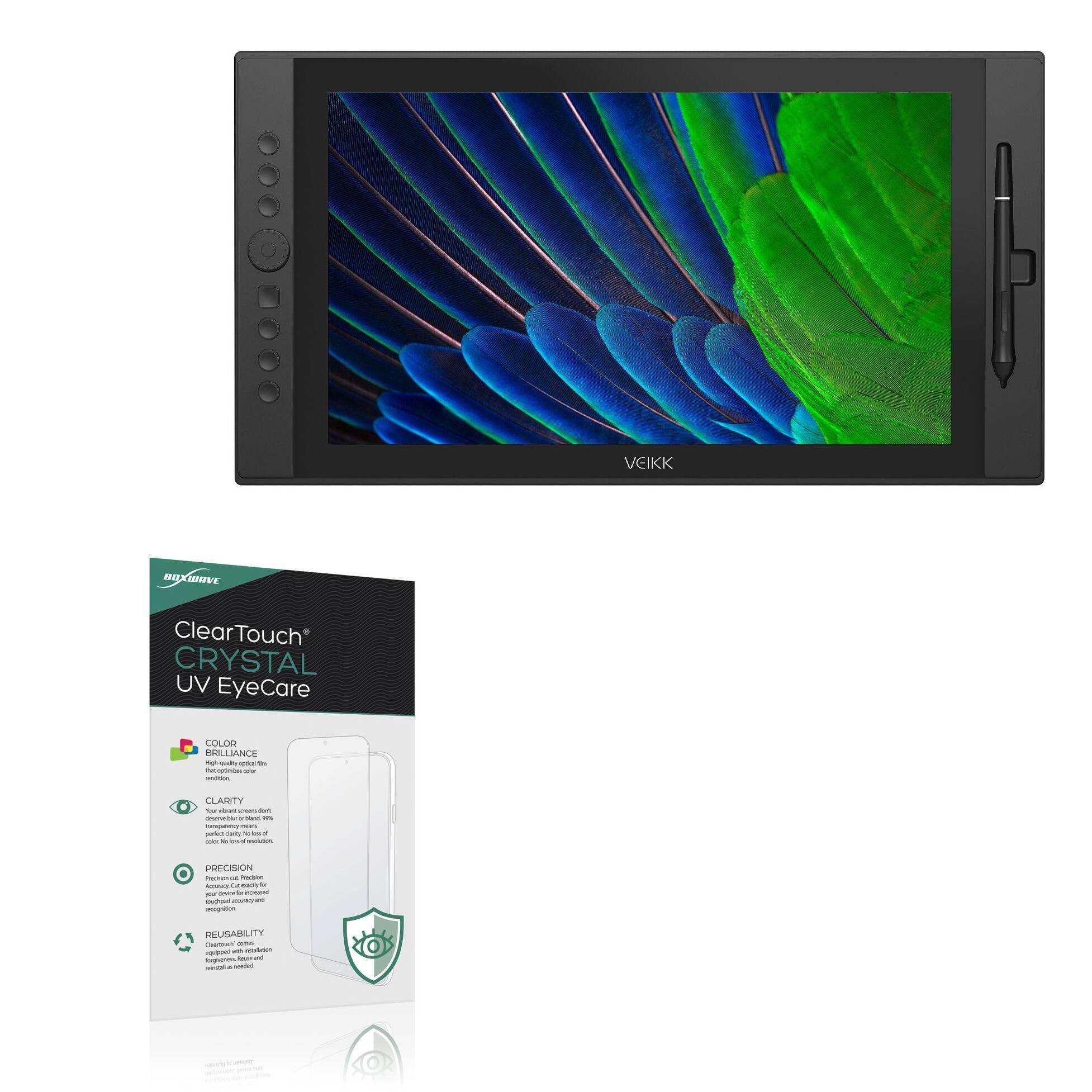 BoxWave Screen Protector Compatible With Veikk Studio VK1560 - ClearTouch Crystal Anti-UV EyeCare (2-Pack), Filters out Harmful Blue Light Reduce Fatigue