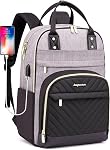 Sac à dos - 15.6 sac à dos de voyage de travail de pouce USB Charger College Sac à livre étanche à l'eau Business Computer Backpack Sacs à dos antivol Casual pour l'infirmier Beige Black Brown pour femme